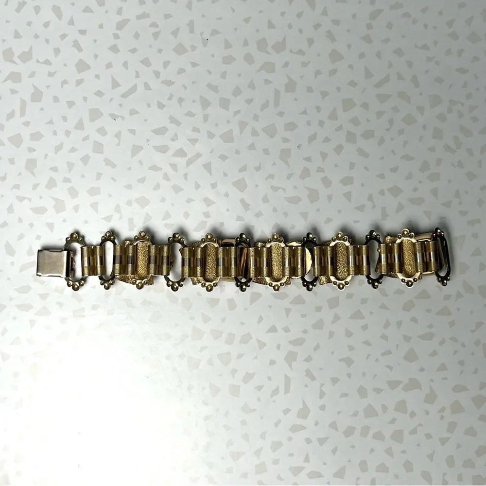 Vintage Victorian Style Book Chain Bracelet with Purple Rhinestones